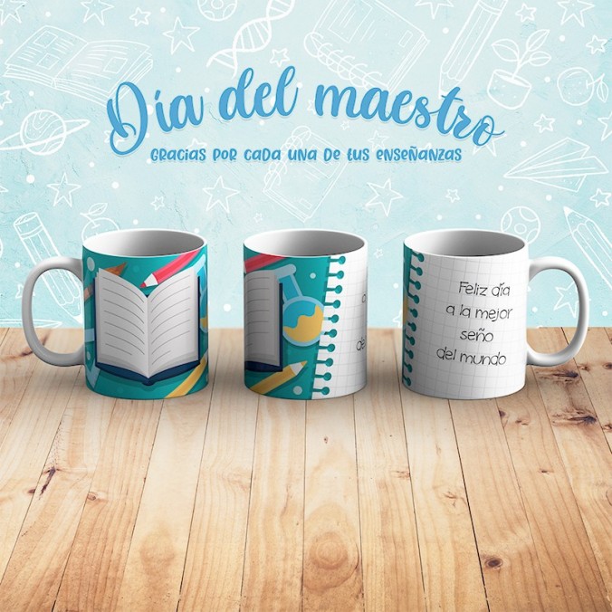 Diseños para sublimar Tazas Pack 40 Día del maestro Vol 2