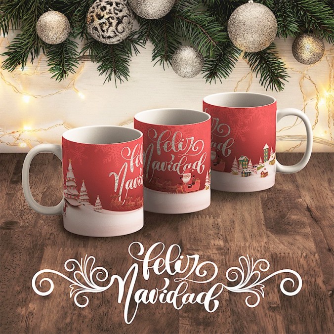 Plantillas para sublimar tazas - Papá Noel está llegando diseñado por Lomas Sublimado
