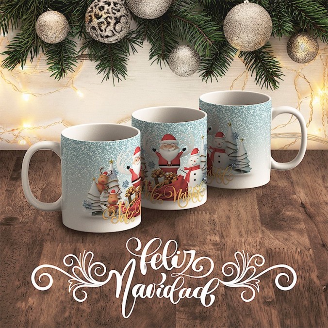 Plantillas para sublimar tazas - Papá Noel está llegando diseñado por Lomas Sublimado