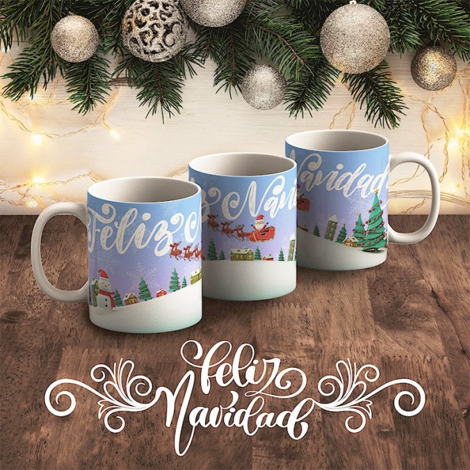 Plantillas para sublimar tazas - Papá Noel está llegando diseñado por Lomas Sublimado