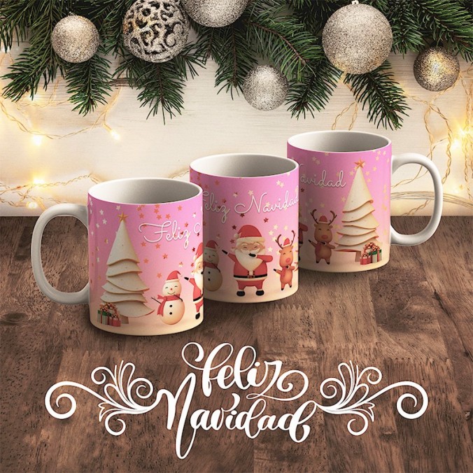 Plantillas para sublimar tazas - Papá Noel está llegando diseñado por Lomas Sublimado