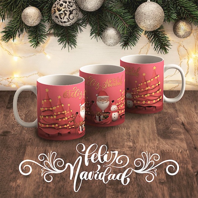 Plantillas para sublimar tazas - Papá Noel está llegando diseñado por Lomas Sublimado