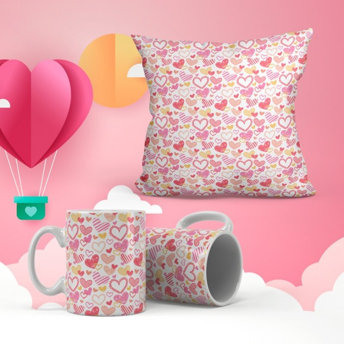 Plantillas para sublimar almohadones y tazas Pack 01 - Motivos románticos Vol. 1