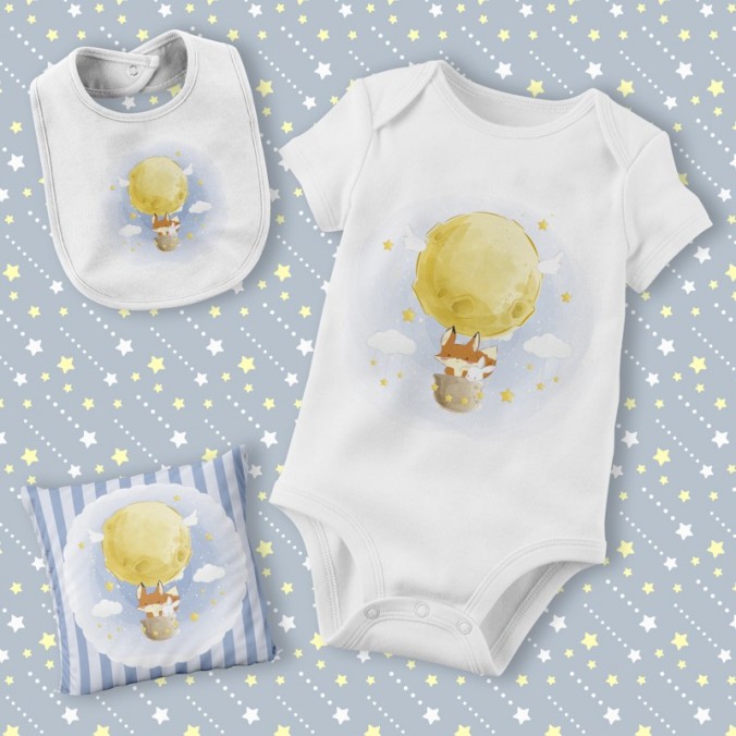 Plantillas para sublimar set de bebés con animalitos tiernos diseñado por Lomas Sublimado