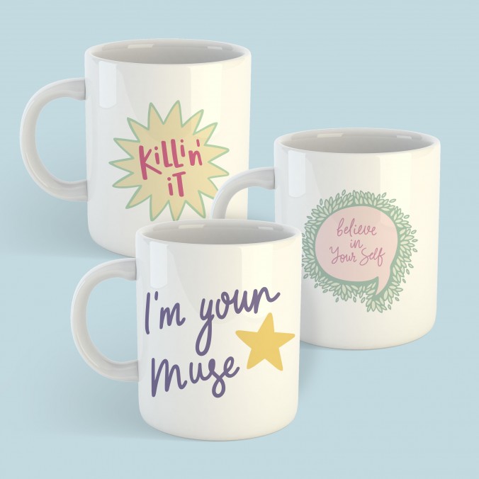 Plantillas para sublimar tazas - Positive Vibes Vol. 2 diseñado por Lomas Sublimado