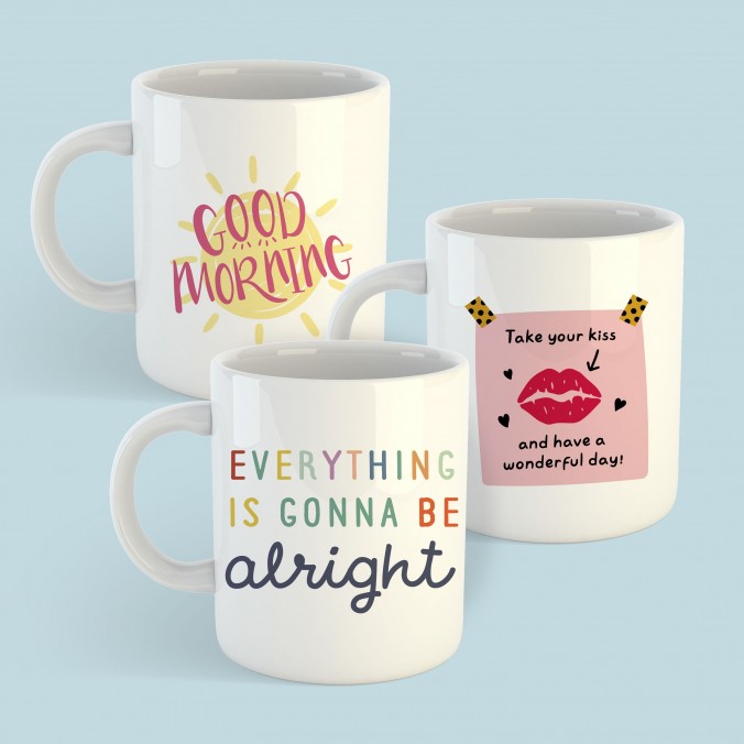 Plantillas para sublimar tazas - Positive Vibes Vol. 2 diseñado por Lomas Sublimado