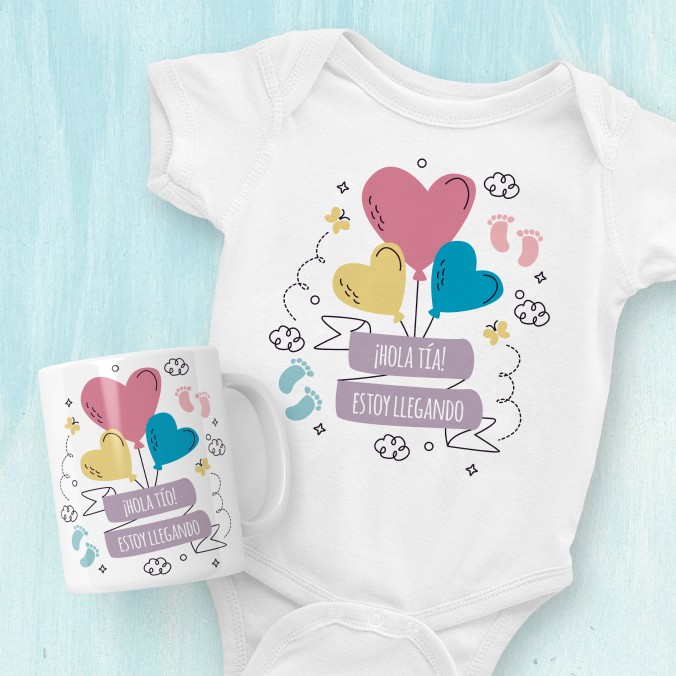Plantillas para sublimar Bodys y tazas - Anuncio de bebé en camino Vol. 1 diseñado por Lomas Sublimado