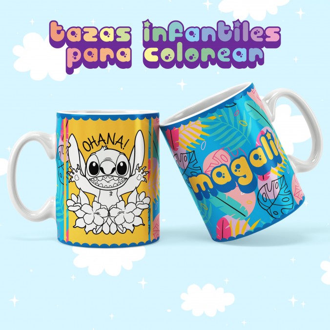 Plantillas para sublimar Tazas Pack 99 - Lilo y Stitch para colorear para colorear para colorear diseñado por Lomas Sublimado