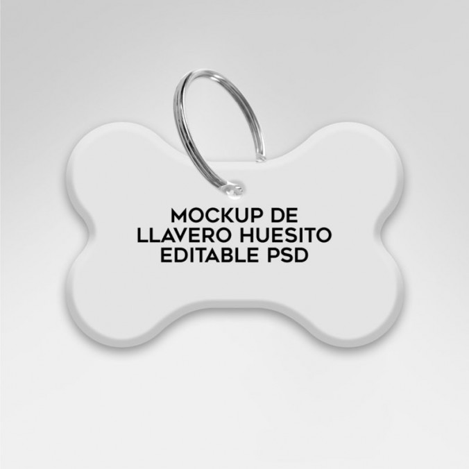 Mockup de llavero huesito editable en Adobe Photoshop diseñado por Lomas Sublimado