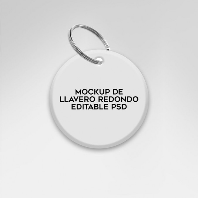 Mockup de llavero redondo editable en Adobe Photoshop diseñado por Lomas Sublimado