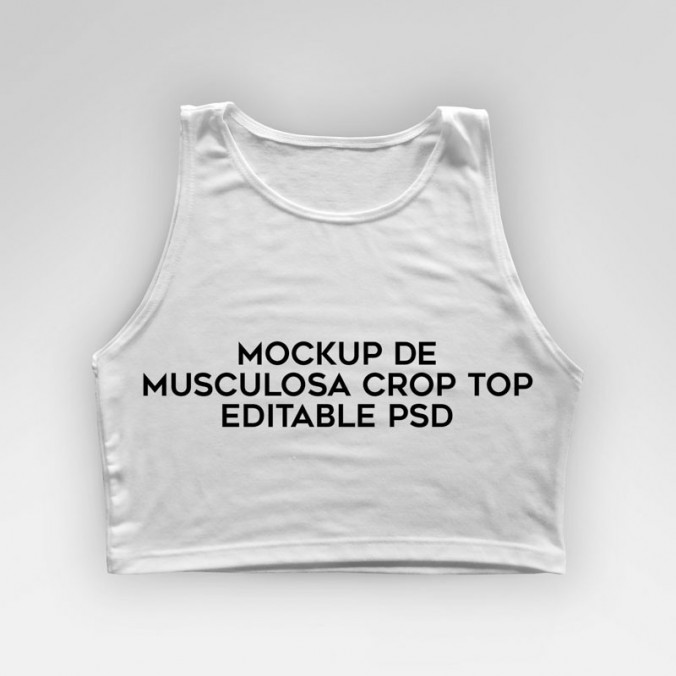 Mockup de musculosa crop top editable en Adobe Photoshop diseñado por Lomas Sublimado