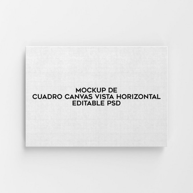 Mockup de cuadro canvas vista horizontal editable en Adobe Photoshop diseñado por Lomas Sublimado