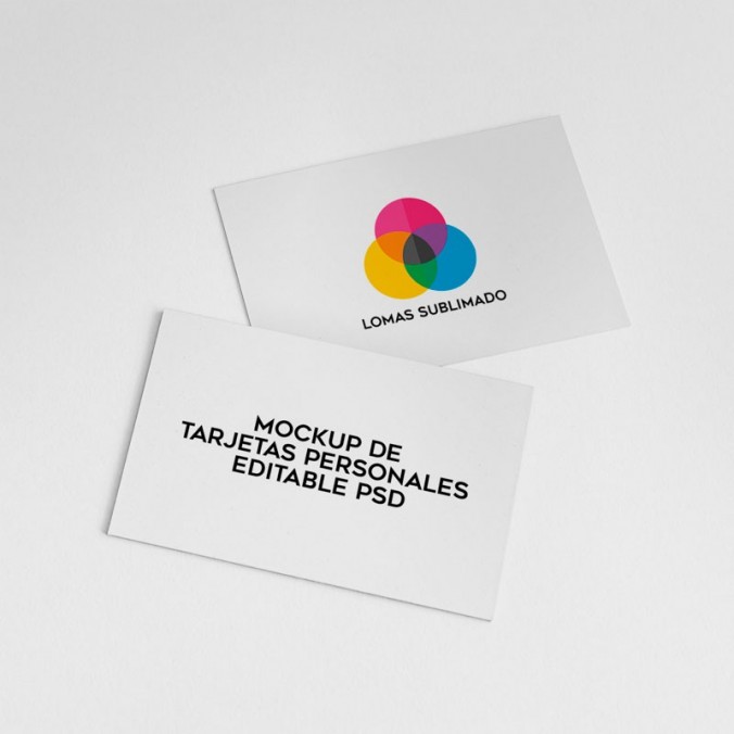 Mockup de tarjetas personales editable en Adobe Photoshop diseñado por Lomas Sublimado