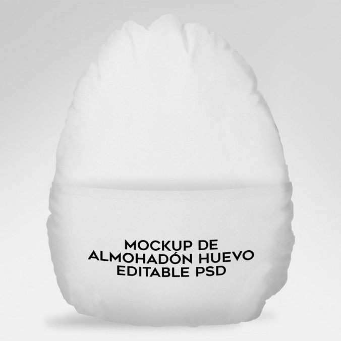 Mockup de almohadón huevo editable en Adobe Photoshop diseñado por Lomas Sublimado